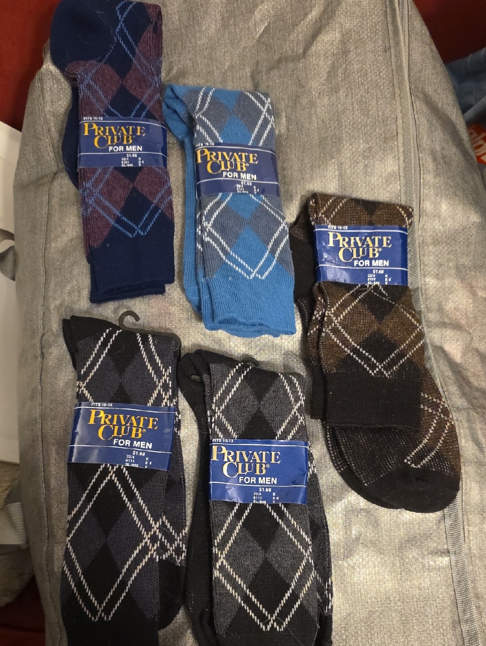 Set Of 5 - Men’s Argyle Dress Socks - Blue, Light Blue, Brown, Gray, Black